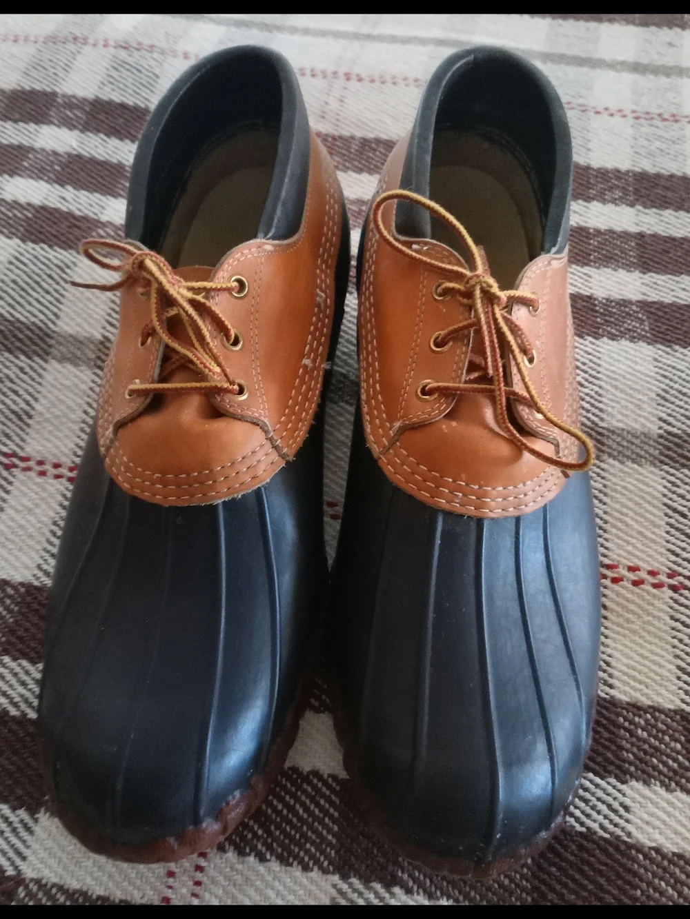 L.L. Bean Men's Brown Leather and Black Rubber Duck Boots